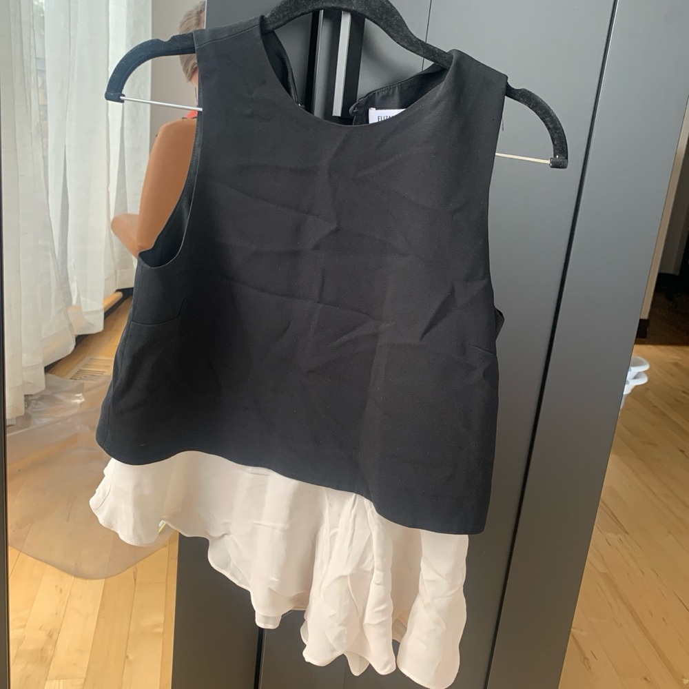 Elizabeth and James Black Asymmetrical  Tank Top
